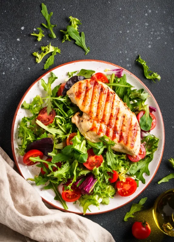 grilled chicken with leafy greens salad for fatty liver disease