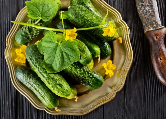 fresh cucumbers on a plate