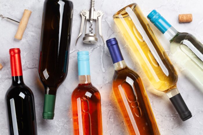 bottles of non alcoholic wine