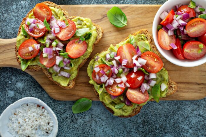 fresh guacamole on toast