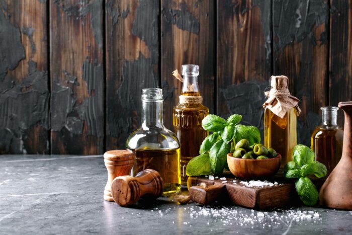 bottles of EVOO