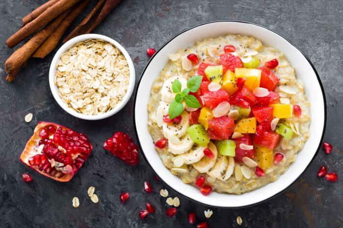 oatmeal with different fruits