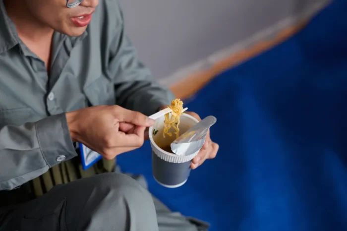 eating instant noodles