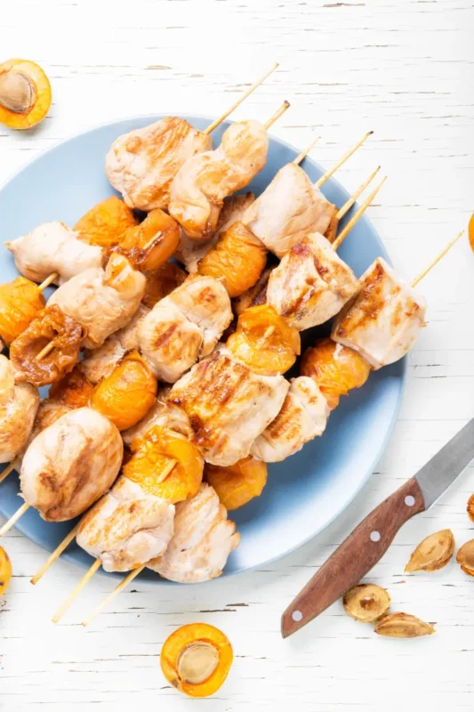 grilled turkey and melon skewers